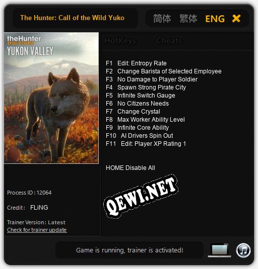 Трейнер для The Hunter: Call of the Wild Yukon Valley [v1.0.3]