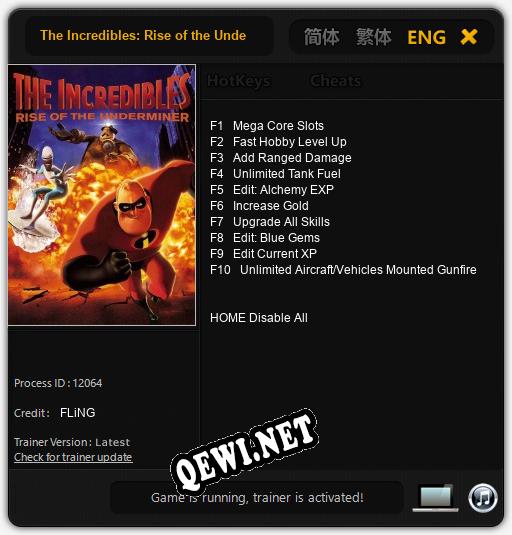 Трейнер для The Incredibles: Rise of the Underminer [v1.0.2]