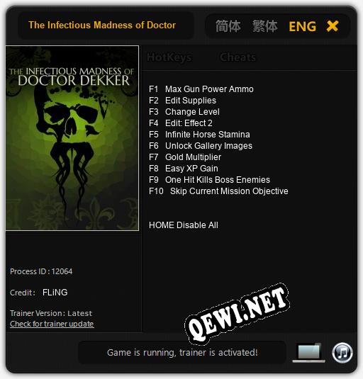 The Infectious Madness of Doctor Dekker: ТРЕЙНЕР И ЧИТЫ (V1.0.87)