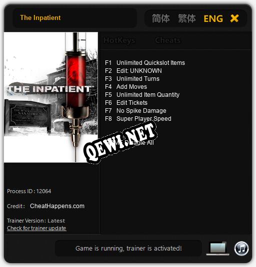 Трейнер для The Inpatient [v1.0.7]