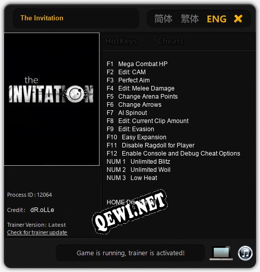 Трейнер для The Invitation [v1.0.2]