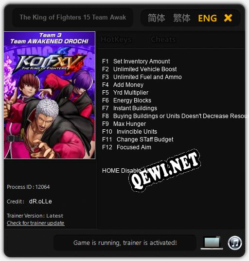 The King of Fighters 15 Team Awakened Orochi: Трейнер +12 [v1.4]
