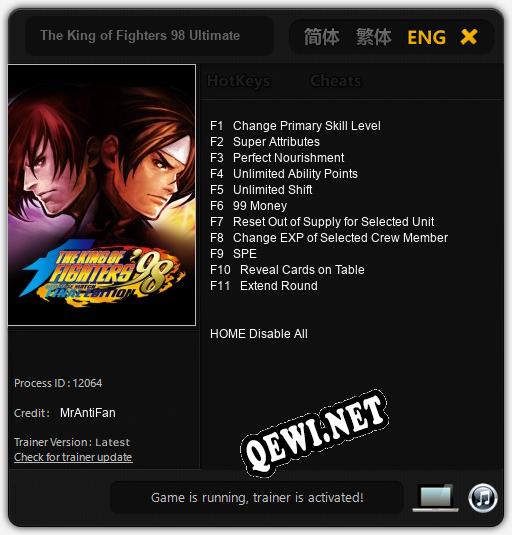 Трейнер для The King of Fighters 98 Ultimate Match Final Edition [v1.0.6]