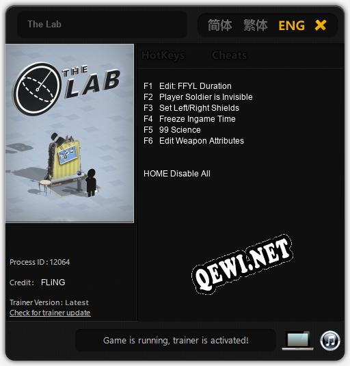 Трейнер для The Lab [v1.0.1]