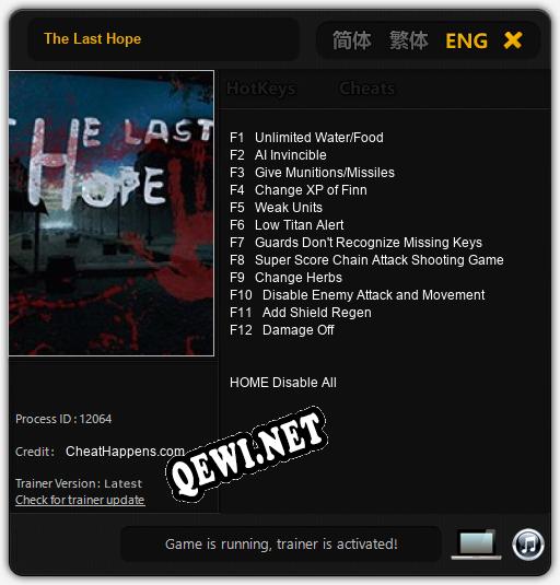 The Last Hope: Трейнер +12 [v1.3]