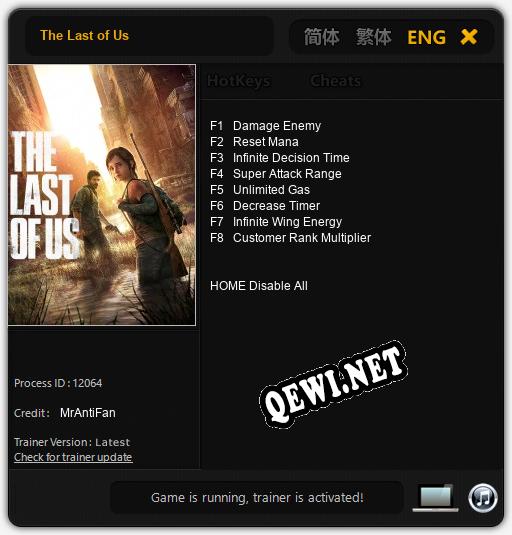 The Last of Us: Трейнер +8 [v1.5]
