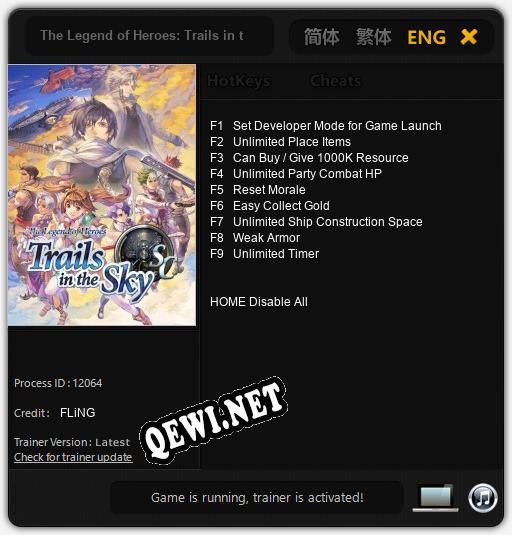 Трейнер для The Legend of Heroes: Trails in the Sky SC [v1.0.2]