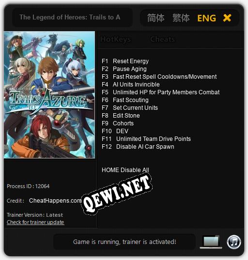 Трейнер для The Legend of Heroes: Trails to Azure [v1.0.7]