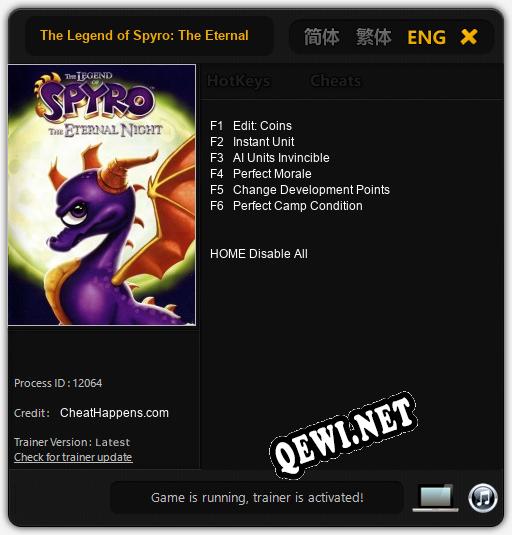 Трейнер для The Legend of Spyro: The Eternal Night [v1.0.7]