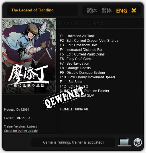 The Legend of Tianding: Читы, Трейнер +14 [dR.oLLe]