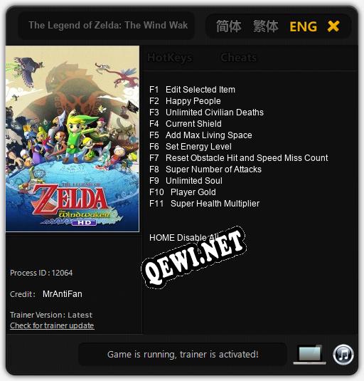 Трейнер для The Legend of Zelda: The Wind Waker HD [v1.0.9]