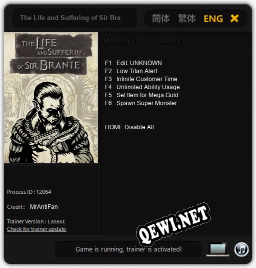 Трейнер для The Life and Suffering of Sir Brante [v1.0.2]