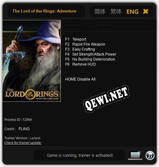 Трейнер для The Lord of the Rings: Adventure Card Game [v1.0.6]