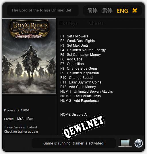 The Lord of the Rings Online: Before the Shadow: Трейнер +15 [v1.6]