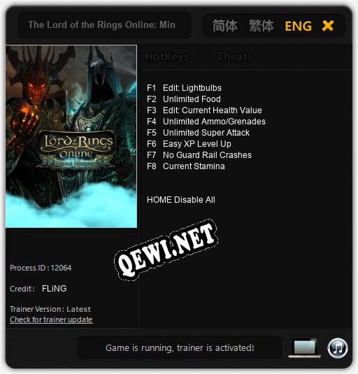 Трейнер для The Lord of the Rings Online: Minas Morgul [v1.0.7]