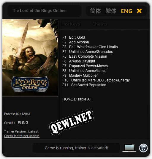 The Lord of the Rings Online: Читы, Трейнер +11 [FLiNG]