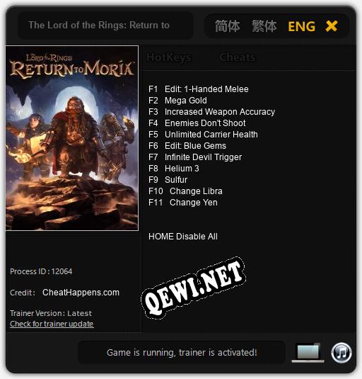 The Lord of the Rings: Return to Moria: ТРЕЙНЕР И ЧИТЫ (V1.0.48)
