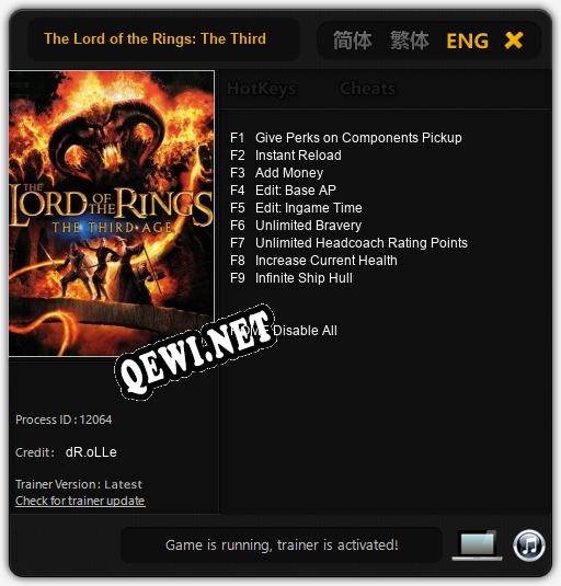 The Lord of the Rings: The Third Age: Трейнер +9 [v1.4]