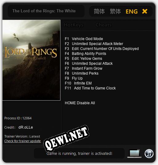 The Lord of the Rings: The White Council: ТРЕЙНЕР И ЧИТЫ (V1.0.12)