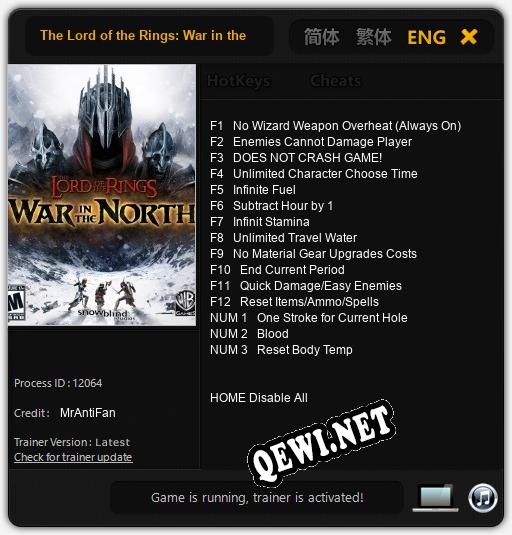 Трейнер для The Lord of the Rings: War in the North [v1.0.2]