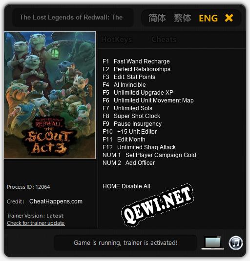 The Lost Legends of Redwall: The Scout Act 3: Читы, Трейнер +14 [CheatHappens.com]