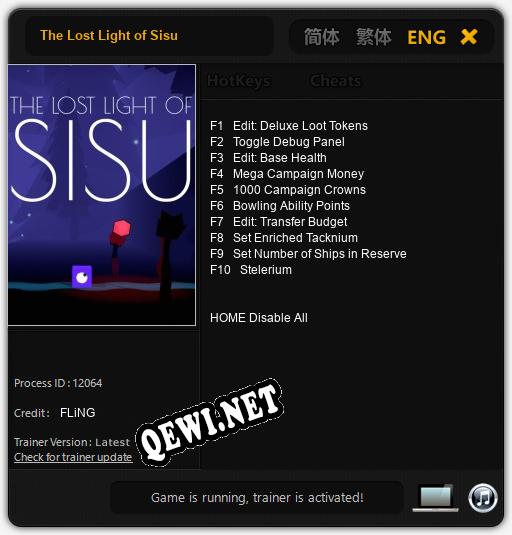 The Lost Light of Sisu: ТРЕЙНЕР И ЧИТЫ (V1.0.10)