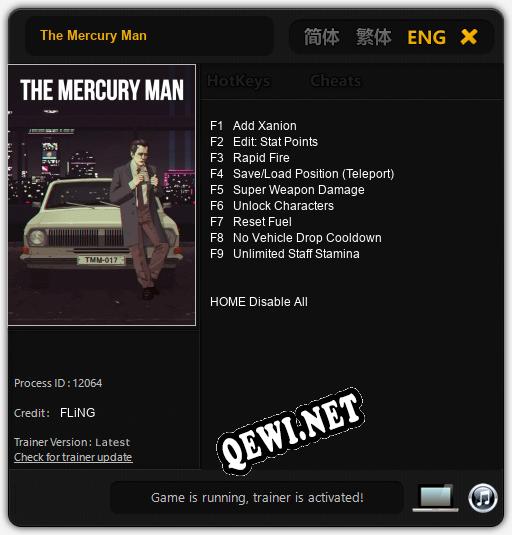 The Mercury Man: ТРЕЙНЕР И ЧИТЫ (V1.0.66)
