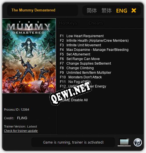 The Mummy Demastered: Читы, Трейнер +12 [FLiNG]
