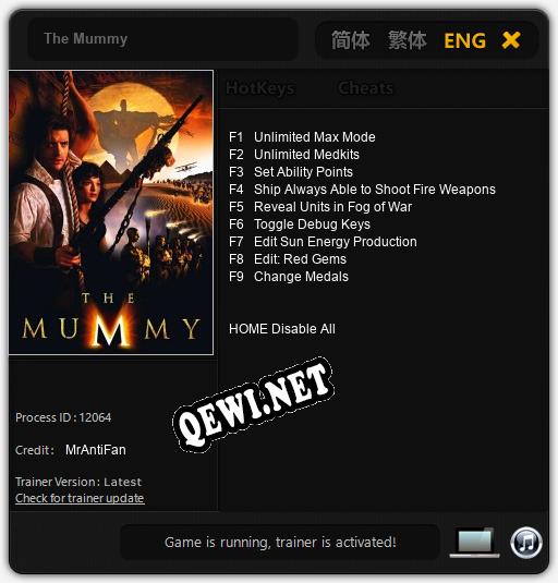 Трейнер для The Mummy [v1.0.1]