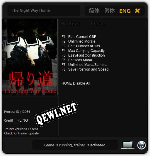 The Night Way Home: Читы, Трейнер +8 [FLiNG]