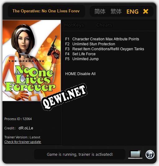 Трейнер для The Operative: No One Lives Forever [v1.0.1]
