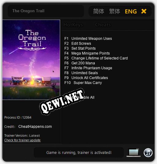 The Oregon Trail: Трейнер +10 [v1.3]