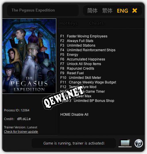 Трейнер для The Pegasus Expedition [v1.0.8]