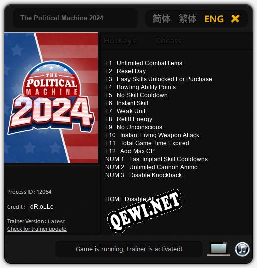 Трейнер для The Political Machine 2024 [v1.0.4]