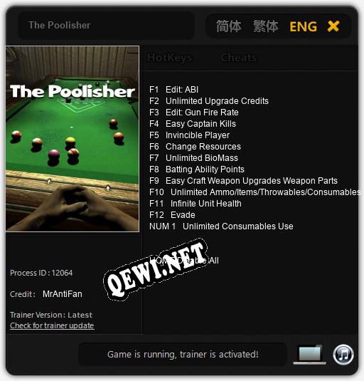 The Poolisher: ТРЕЙНЕР И ЧИТЫ (V1.0.80)