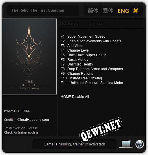 The Relic: The First Guardian: Трейнер +11 [v1.1]