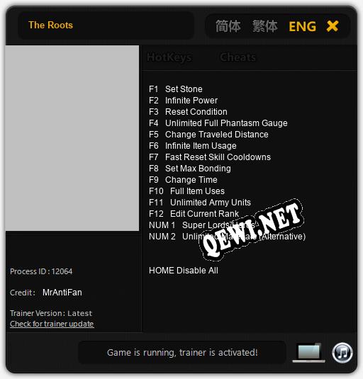 Трейнер для The Roots [v1.0.6]