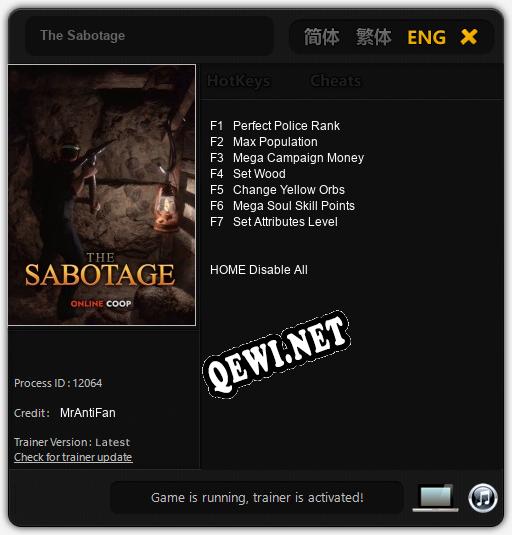 The Sabotage: Читы, Трейнер +7 [MrAntiFan]