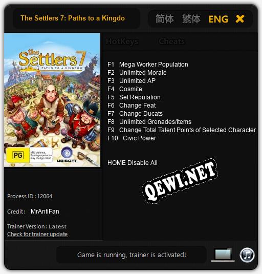 Трейнер для The Settlers 7: Paths to a Kingdom [v1.0.6]