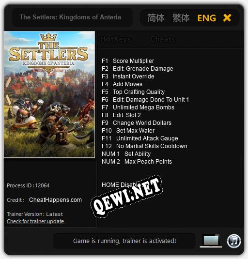 Трейнер для The Settlers: Kingdoms of Anteria [v1.0.3]
