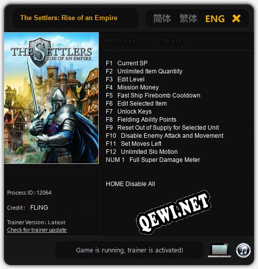 The Settlers: Rise of an Empire: ТРЕЙНЕР И ЧИТЫ (V1.0.99)