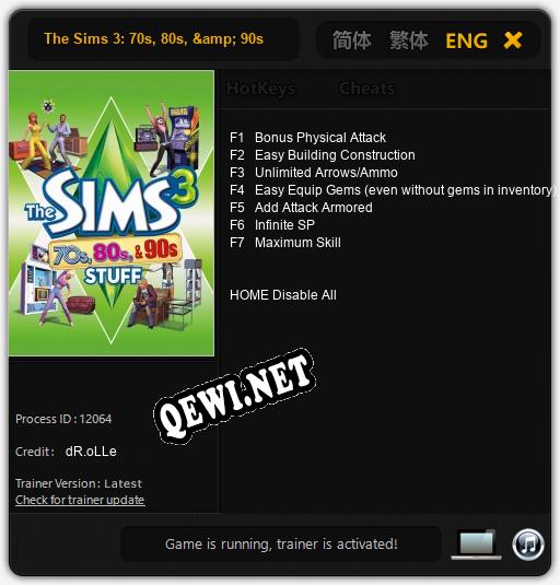The Sims 3: 70s, 80s, & 90s: Читы, Трейнер +7 [dR.oLLe]