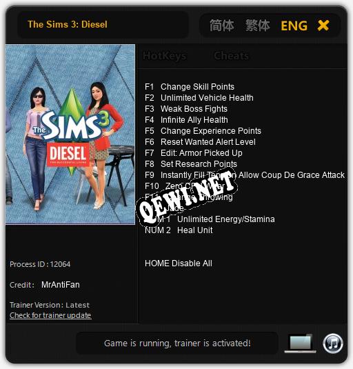 Трейнер для The Sims 3: Diesel [v1.0.4]