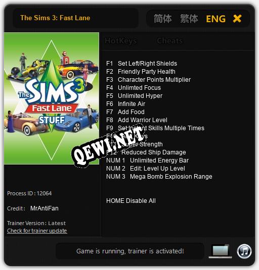 The Sims 3: Fast Lane: ТРЕЙНЕР И ЧИТЫ (V1.0.59)