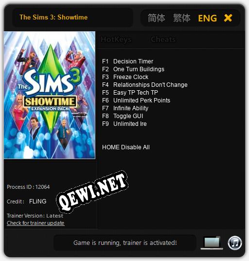 Трейнер для The Sims 3: Showtime [v1.0.2]