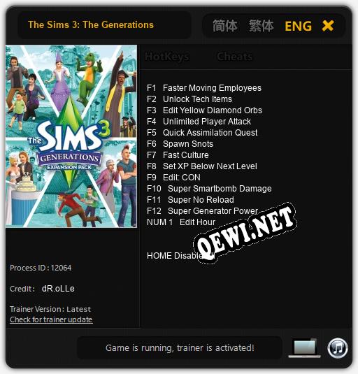 Трейнер для The Sims 3: The Generations [v1.0.3]