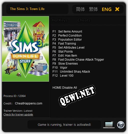 The Sims 3: Town Life: Читы, Трейнер +12 [CheatHappens.com]