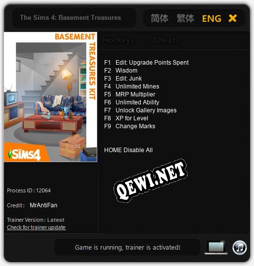 Трейнер для The Sims 4: Basement Treasures [v1.0.7]