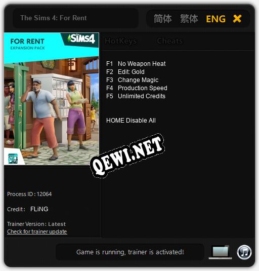 Трейнер для The Sims 4: For Rent [v1.0.3]
