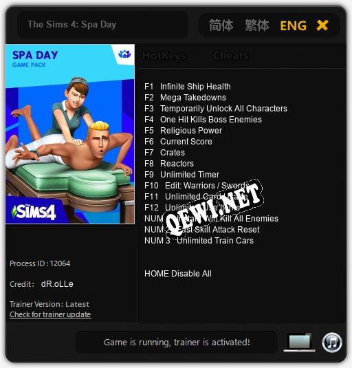 Трейнер для The Sims 4: Spa Day [v1.0.8]